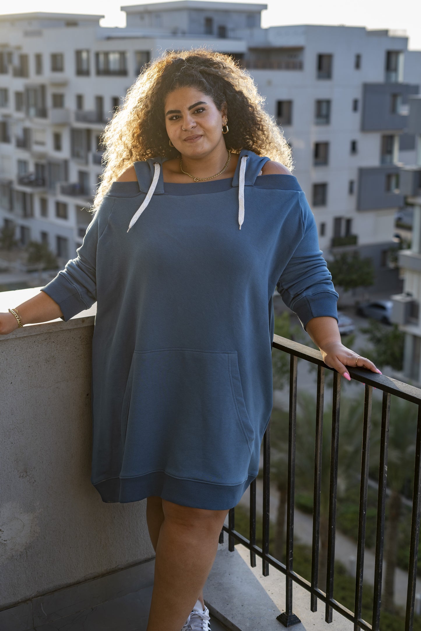 TRANQUILITY AZUR HOODIE DRESS