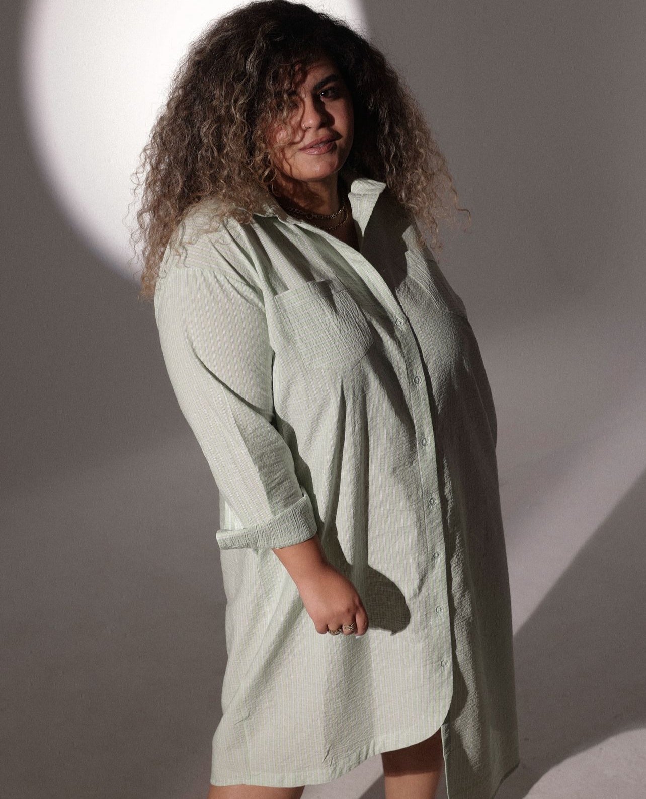 PISTACHIO BREEZE SHIRT DRESS