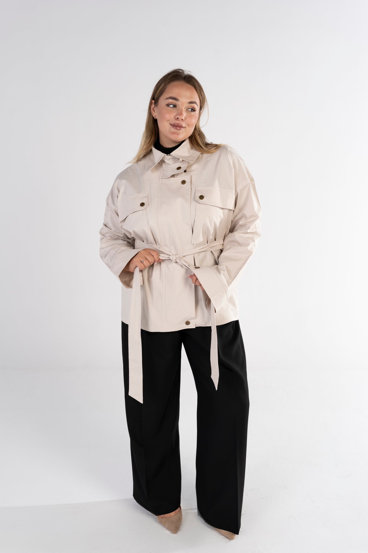 The Ecru Belted Trench Jacket