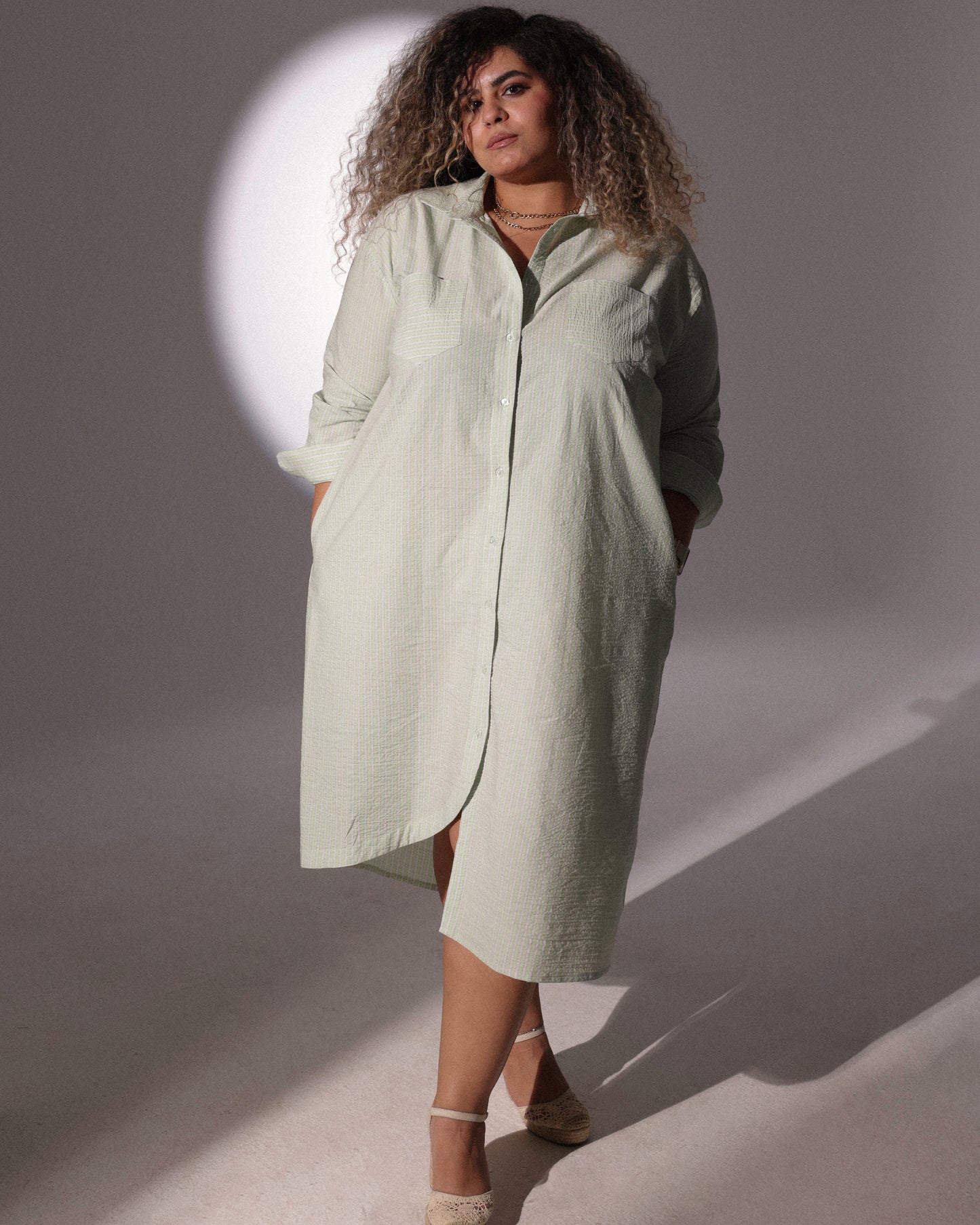 PISTACHIO BREEZE SHIRT DRESS