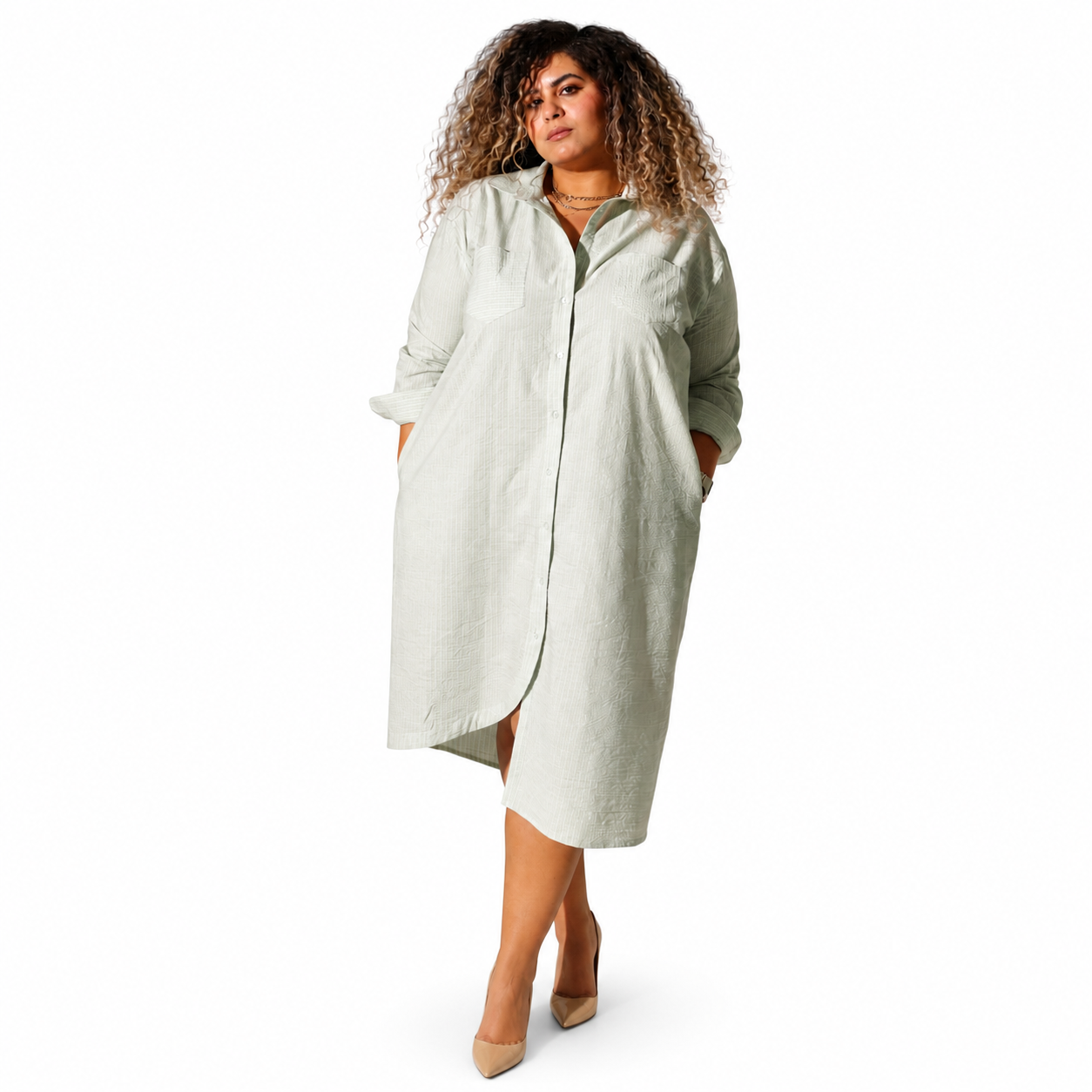 PISTACHIO BREEZE SHIRT DRESS