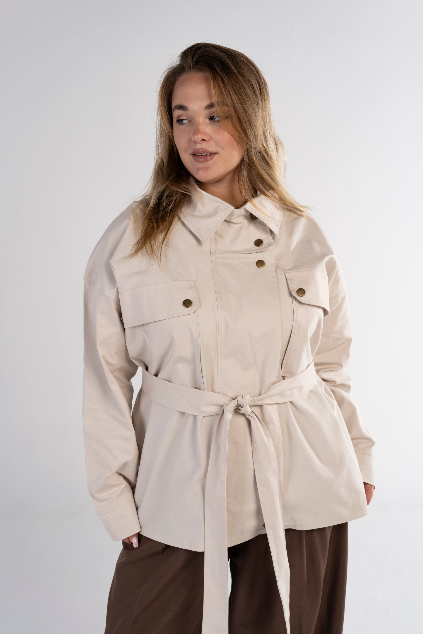 The Ecru Belted Trench Jacket