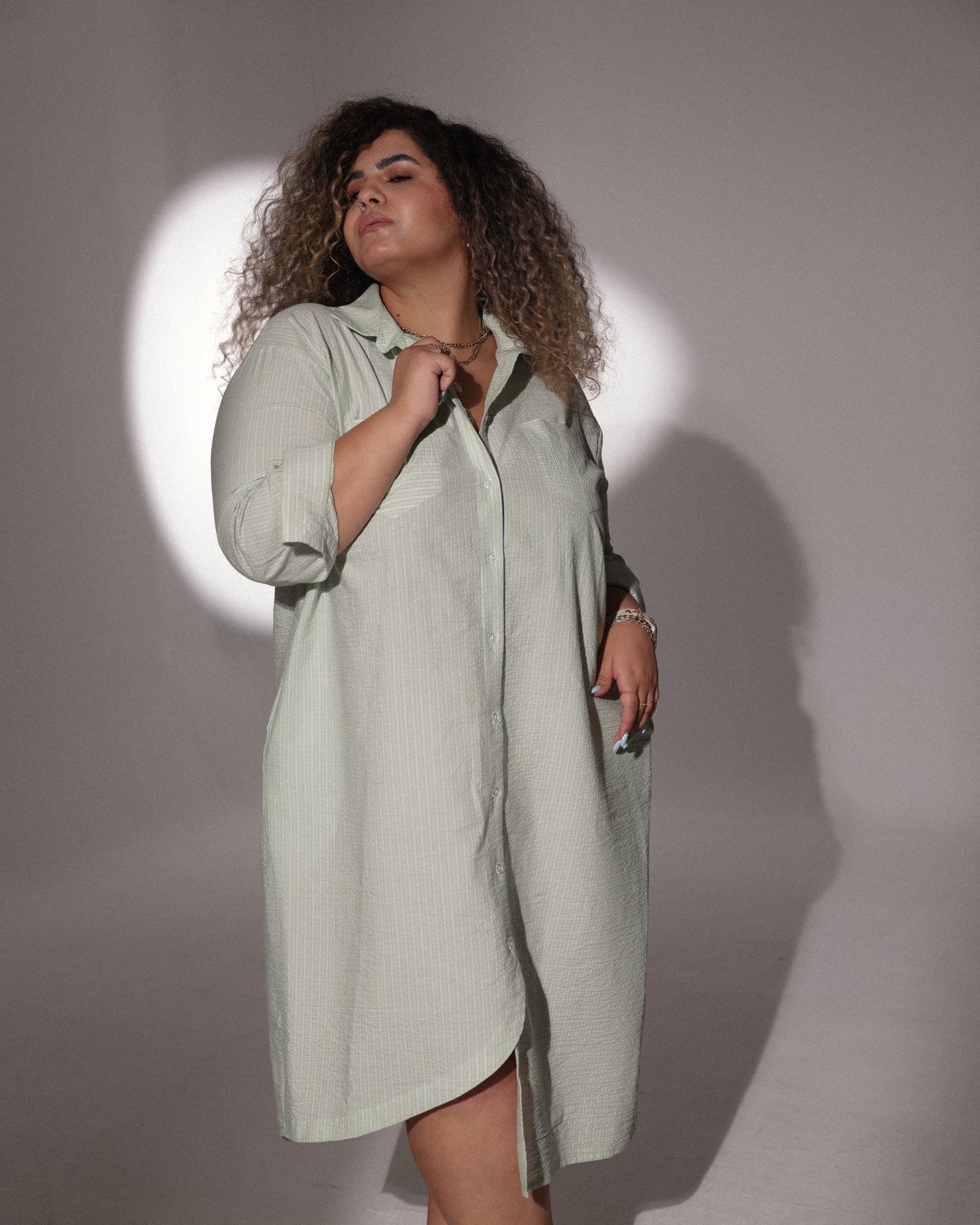 PISTACHIO BREEZE SHIRT DRESS