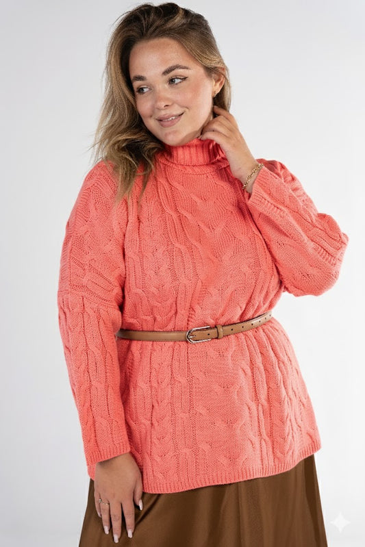 Heirloom Weave Jumper in “Coral”